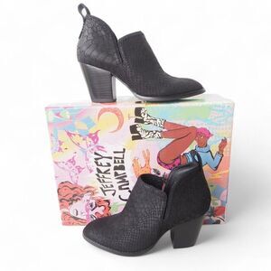 Jeffrey Campbell Rosalee Suede Snake Ankle Booties Black Women's 6M